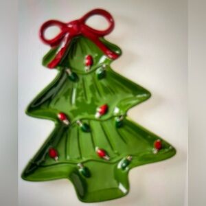 ❤️ ANTHROPOLOGIE FESTIVE TREE STONEWARE PLATTER NEW